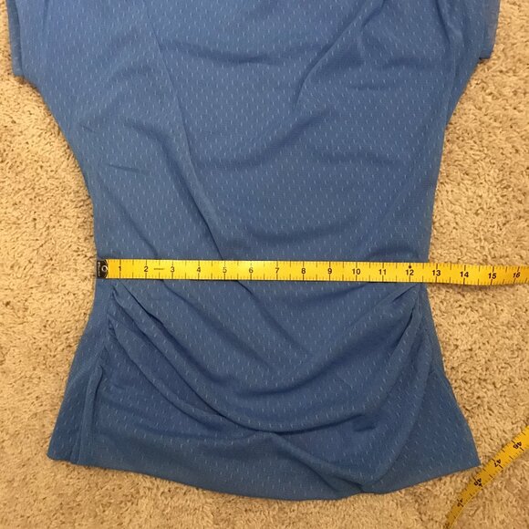 Periwinkle Blue Draping Double Layered Mesh Top - Picture 8 of 11